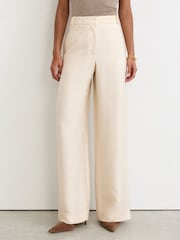 Reiss Cream Juniper Petite Jacquard-Stripe Wide-Leg Trousers - Image 3 of 8