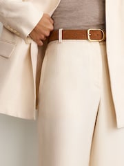 Reiss Cream Juniper Petite Jacquard-Stripe Wide-Leg Trousers - Image 4 of 8