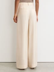Reiss Cream Juniper Petite Jacquard-Stripe Wide-Leg Trousers - Image 6 of 8