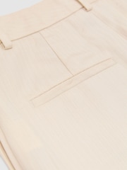 Reiss Cream Juniper Petite Jacquard-Stripe Wide-Leg Trousers - Image 7 of 8