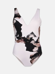 Mint Velvet White Floral Italian Fabric Belted Tummy Control Swimsuit - Image 7 of 8