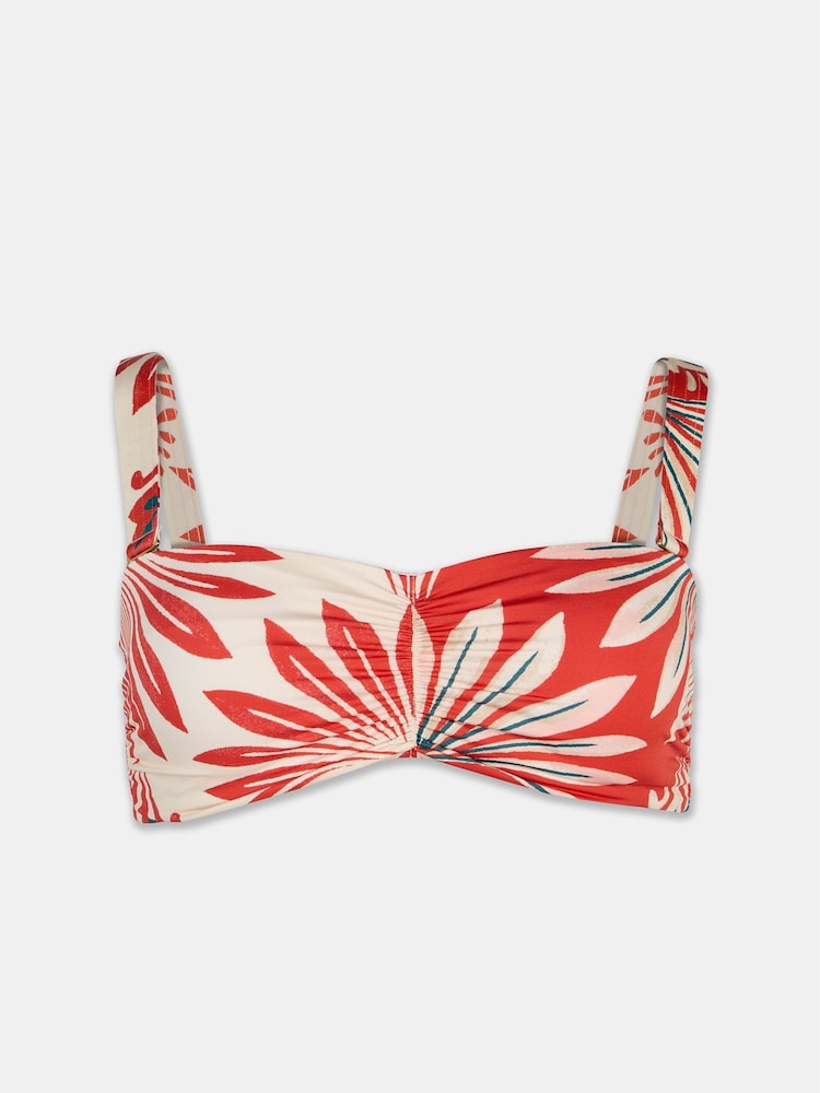 Mint Velvet Red Geo Italian Fabric Bandeau Bikini Top - Image 7 of 9