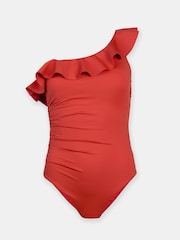 Mint Velvet Red One Shoulder Tummy Control Swimsuit - Image 9 of 9
