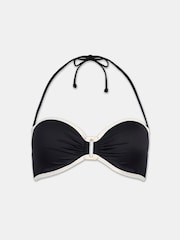 Mint Velvet Black Italian Fabric Tipped Padded Bandeau Bikini Top - Image 6 of 8