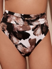 Mint Velvet White Floral Print Italian Fabric High Waisted Tummy Control Bikini Briefs - Image 3 of 5