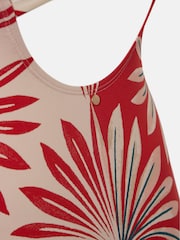 Mint Velvet Red Geo Italian Fabric Low Back Tummy Control Swimsuit - Image 9 of 9