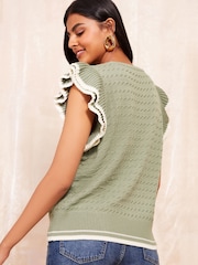 Friends Like These Green Ruffle Sleeve Knit Top - Image 4 of 4