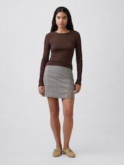 Braun - Gap Essential Ribbed Pointelle Long Sleeve T-Shirt - Bild 3 von 5