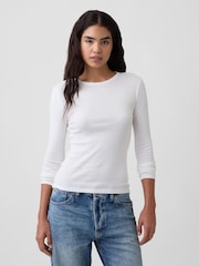 Blanco - Gap Modern Ribbed Long Sleeve T-Shirt - Imagen 1 de 5