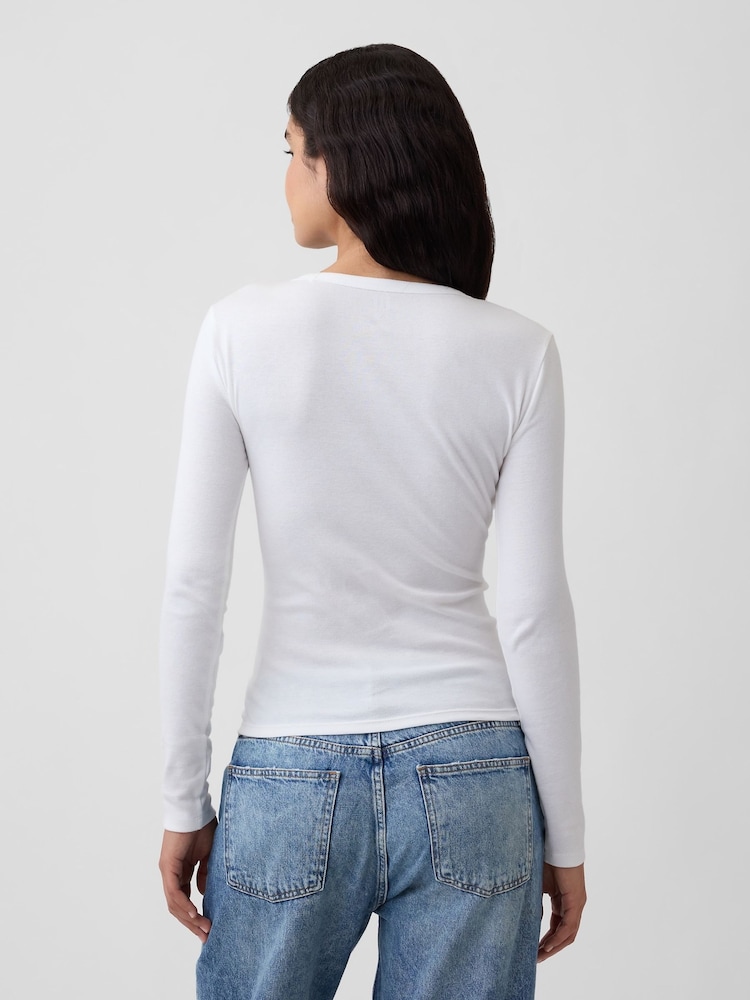 Blanco - Gap Modern Ribbed Long Sleeve T-Shirt - Imagen 2 de 5