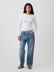 Blanco - Gap Modern Ribbed Long Sleeve T-Shirt - Imagen 3 de 5