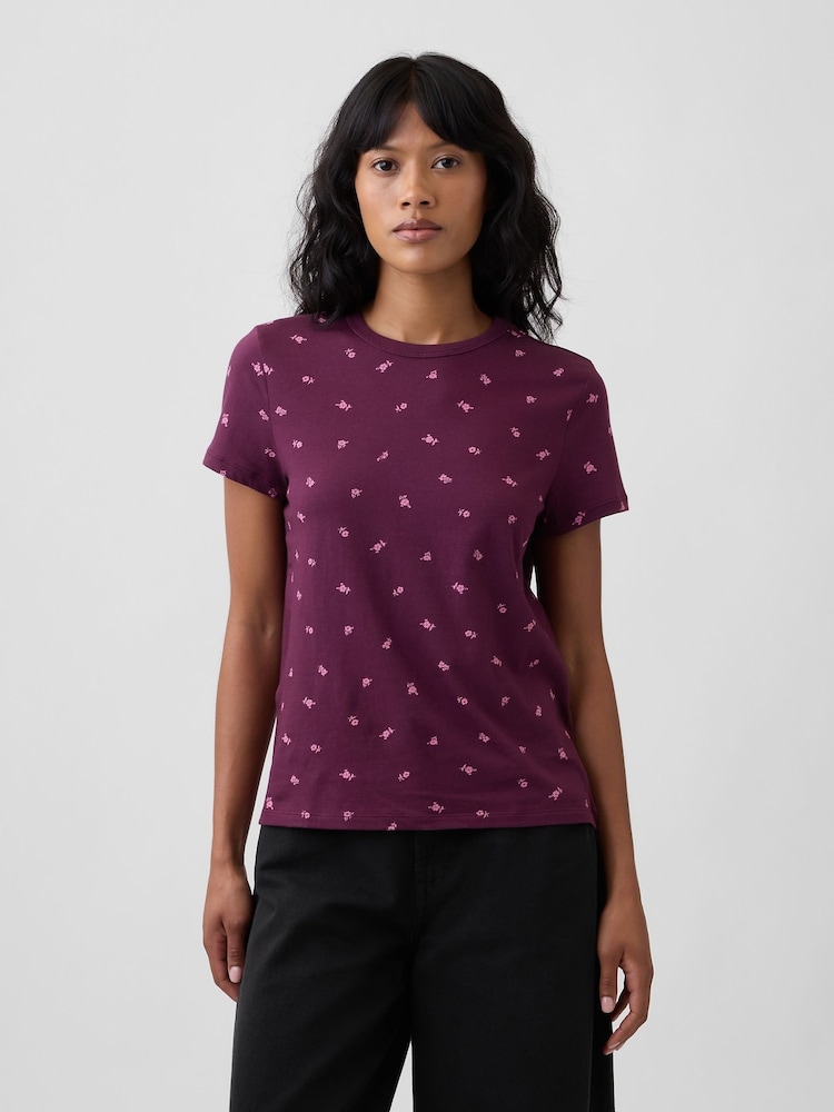 Gap Burgundy Red Favourite Crew Neck T-Shirt - Image 1 of 5 Gap Burgundy Red Favourite Crew Neck T-Shirt - Image 1 of 5
