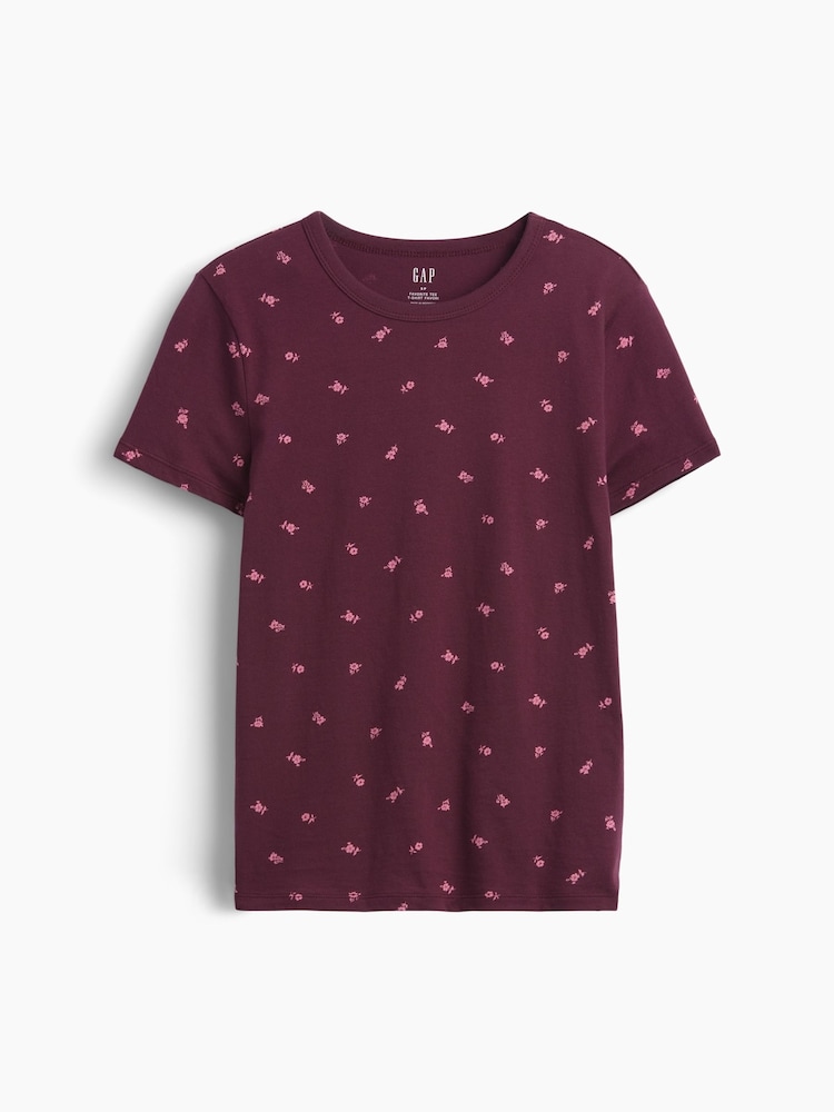 Gap Burgundy Red Favourite Crew Neck T-Shirt - Image 5 of 5 Gap Burgundy Red Favourite Crew Neck T-Shirt - Image 5 of 5