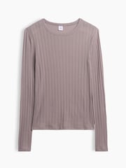 Cooles Braun - Gap Essential Ribbed Pointelle Long Sleeve T-Shirt - Bild 5 von 5
