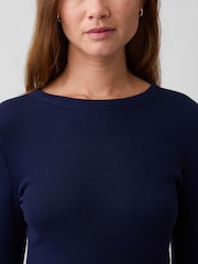 Azul/azul marino - Gap Modern Ribbed Long Sleeve T-Shirt - Imagen 4 de 5