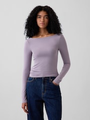 Gap Lilac Purple CloseKnit Jersey Scoop-Back T-Shirt - Image 1 of 3