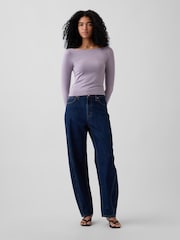Gap Lilac Purple CloseKnit Jersey Scoop-Back T-Shirt - Image 3 of 3