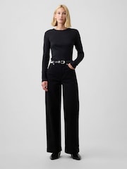 Gap Black Modern Ribbed Long Sleeve T-Shirt - Image 3 of 5