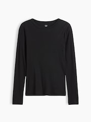 Gap Black Modern Ribbed Long Sleeve T-Shirt - Image 5 of 5