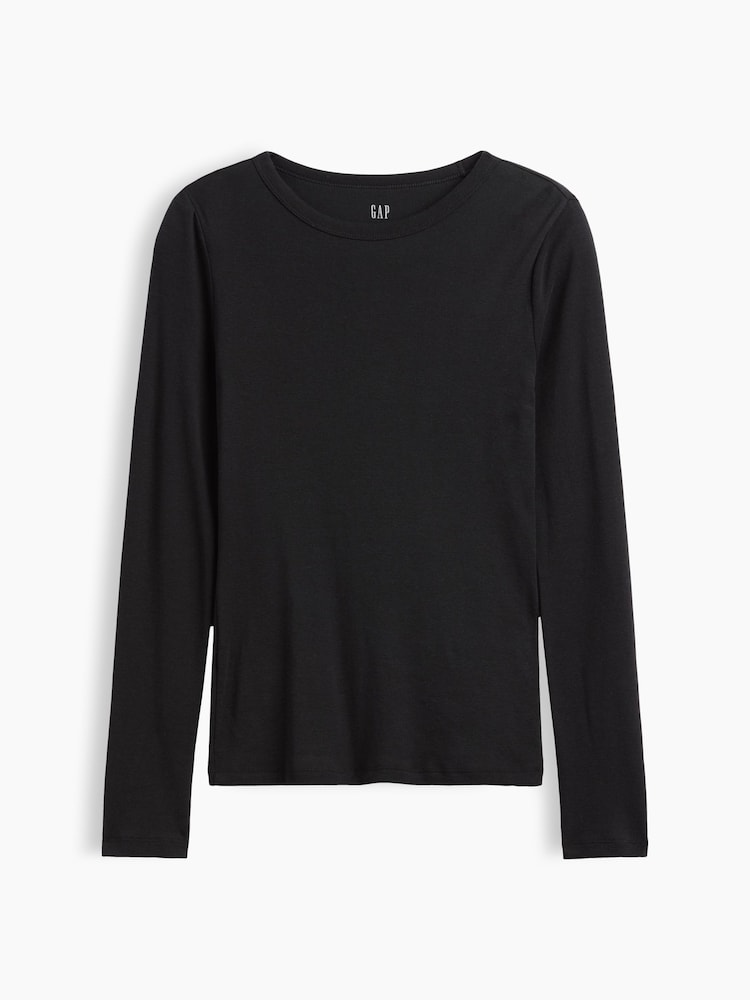 Gap Black Modern Ribbed Long Sleeve T-Shirt - Image 5 of 5
