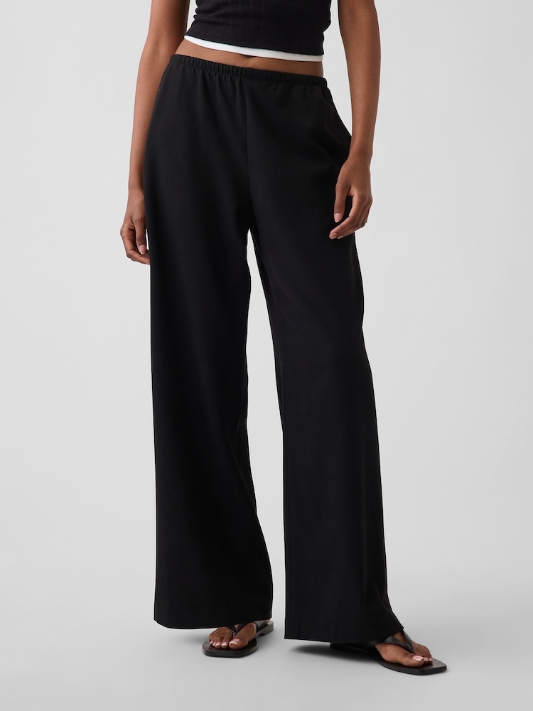Gap Black Brushed Twill Easy Wide-Leg Trousers - Image 1 of 5