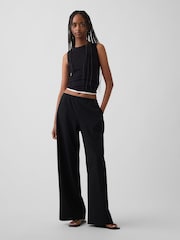 Gap Black Brushed Twill Easy Wide-Leg Trousers - Image 4 of 5