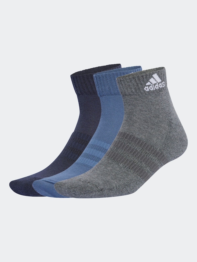 adidas Blue Sportswear Ankle 100% Cotton Socks 3 Pack - Image 1 of 9