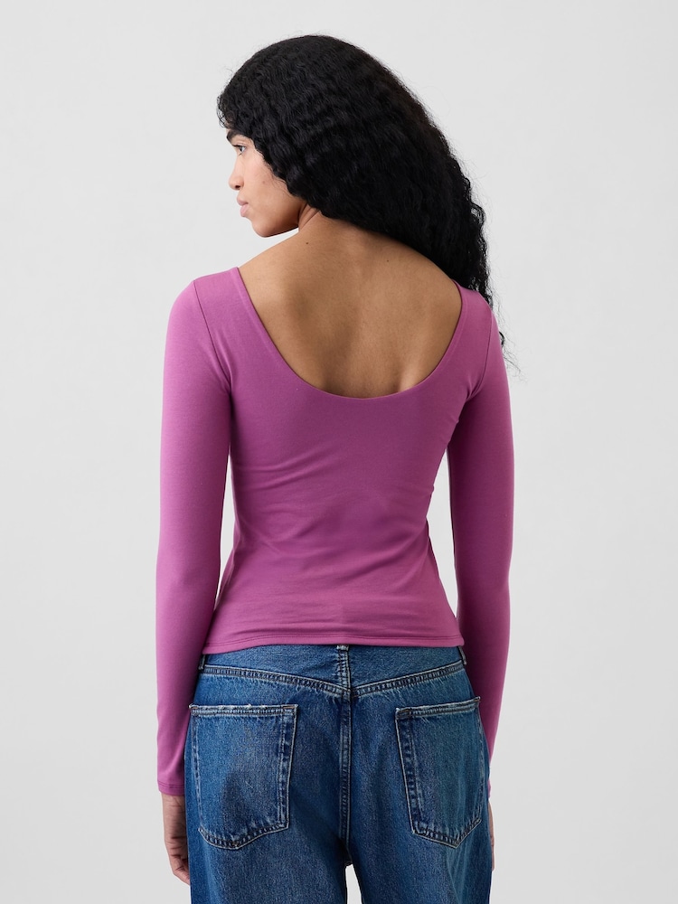 Violets - Gap CloseKnit džersijas T-krekls ar izliektu mugurpusi - Attēls 2 no 4