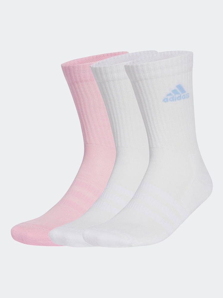 adidas White Sportswear Crew 100% Cotton Socks 3 Pack - Image 1 of 4