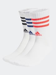 adidas White Sportswear Crew 100% Cotton Socks 3 Pack - Image 1 of 4