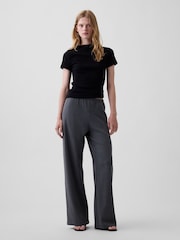 Gap Grey Brushed Twill Easy Wide-Leg Trousers - Image 4 of 5