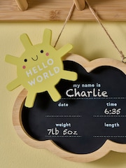 Natural Cloud Hello World Baby Birth Announcement Plaque - Image 2 of 4