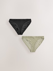 Noir/Vert - Ultimate Comfort Soft Brushed Lace Knickers 2 Pack - Image 6 de 9