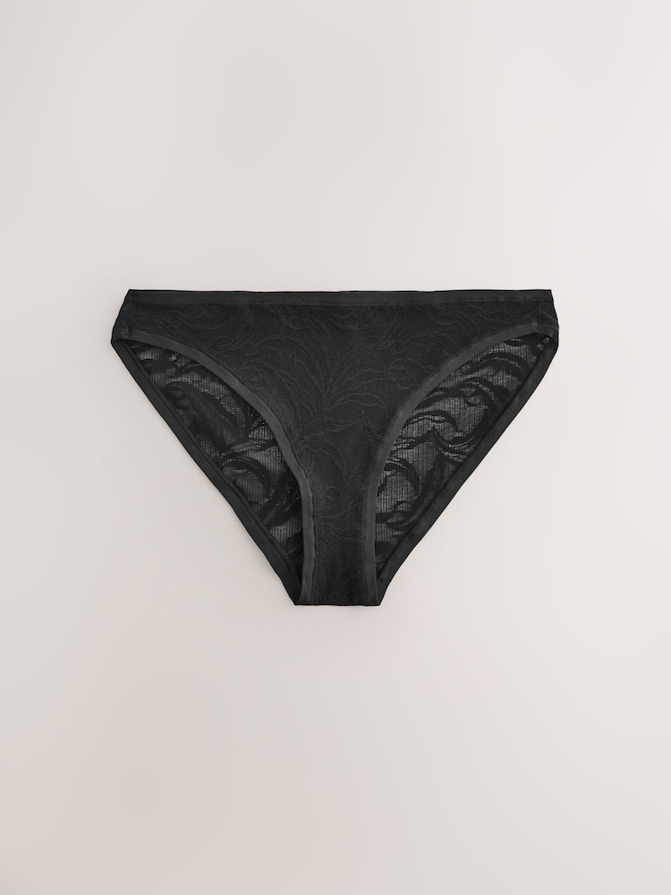 Noir/Vert - Ultimate Comfort Soft Brushed Lace Knickers 2 Pack - Image 8 of 9