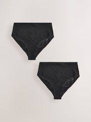 Noir/Pourpre - Ultimate Comfort Soft Brushed Lace Knickers 2 Pack - Image 6 de 9