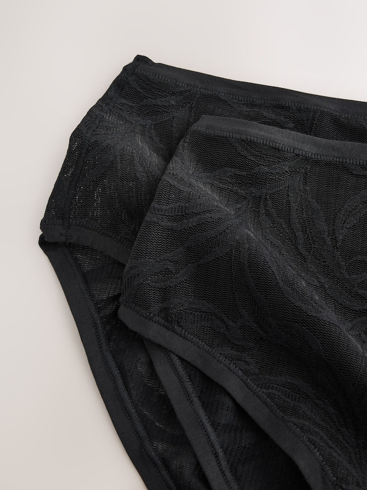 Noir/Pourpre - Ultimate Comfort Soft Brushed Lace Knickers 2 Pack - Image 9 of 9