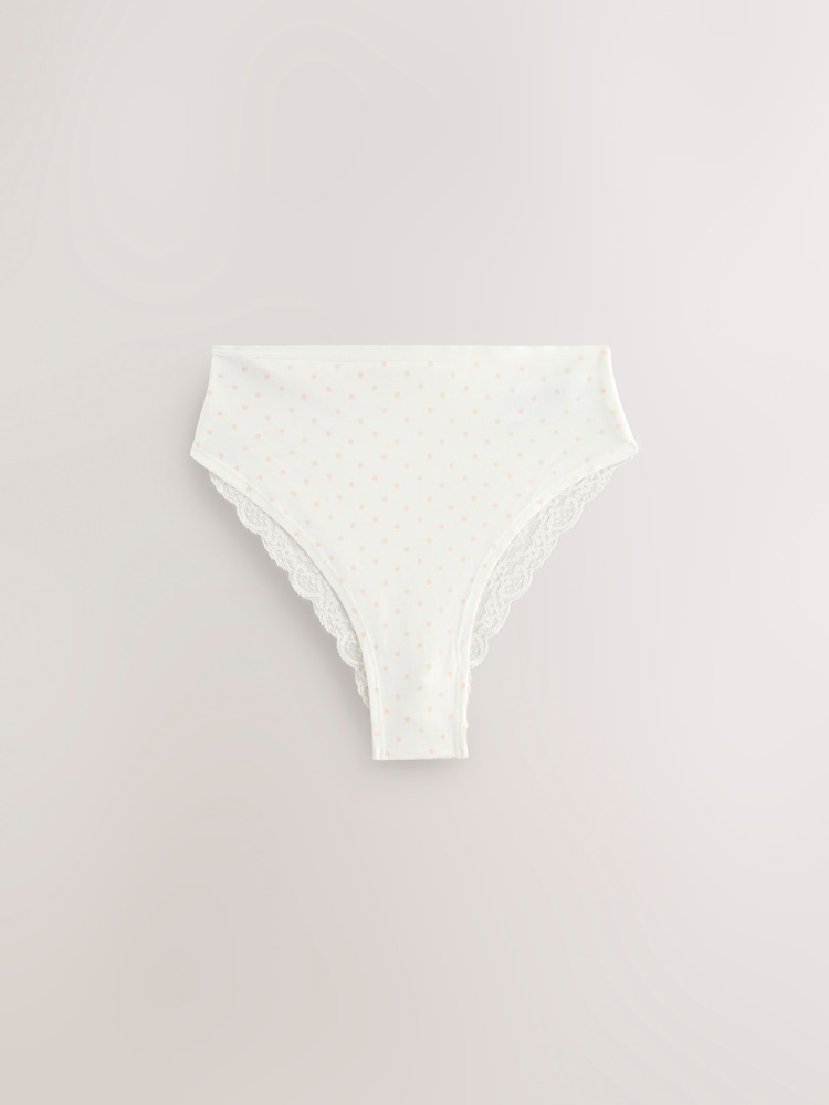 Blue Ditsy High Rise High Leg Lace Knickers 4 Pack - Image 2 of 10