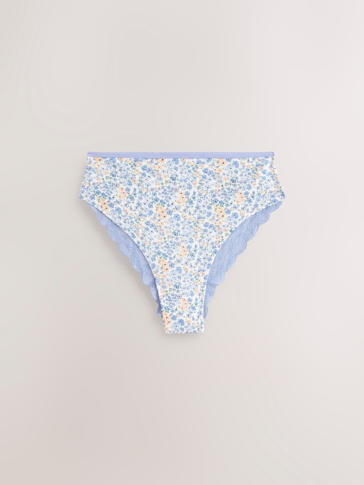 Ditsy bleu - Lot de 4 slips en dentelle - Image 4 of 10
