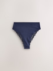 Blue Ditsy High Rise High Leg Lace Knickers 4 Pack - Image 5 of 10
