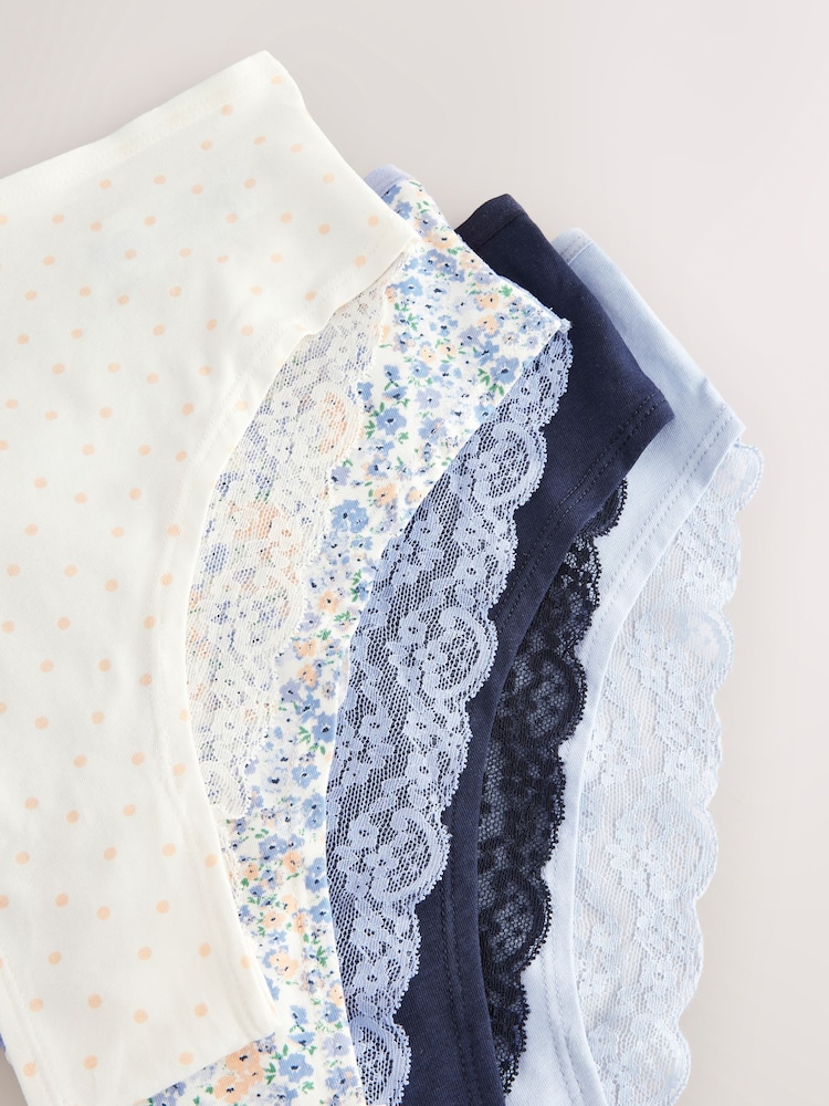 Ditsy bleu - Lot de 4 slips en dentelle - Image 6 of 10