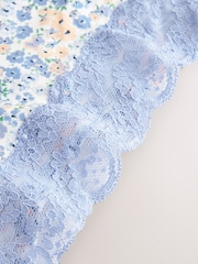Blue Ditsy High Rise High Leg Lace Knickers 4 Pack - Image 7 of 10