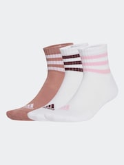 adidas White 3-Stripes Cushioned Sportswear Mid Cut Socks 3 Pairs - Image 1 of 4