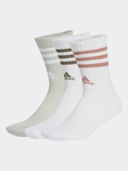 adidas White 3 Stripe Crew Socks 3 Pack - Image 1 of 4