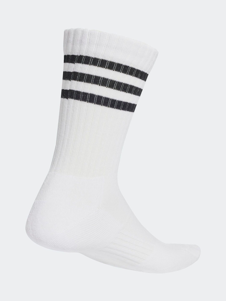 adidas White 3 Stripe Crew Socks 3 Pack - Image 2 of 4