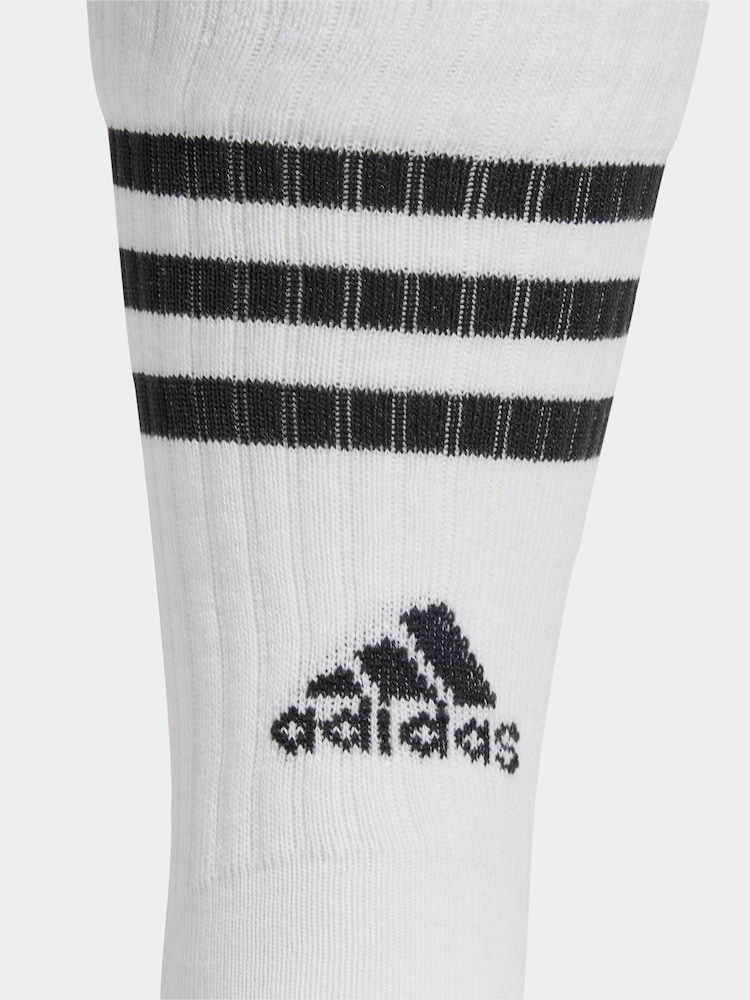 adidas White 3 Stripe Crew Socks 3 Pack - Image 4 of 4