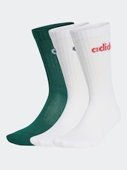 adidas Green Linear Crew Cushioned Socks 3 Pack - Image 1 of 4