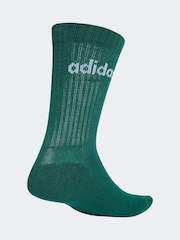adidas Green Linear Crew Cushioned Socks 3 Pack - Image 2 of 4