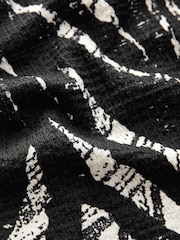 Black and White Mono Zebra Print Long Sleeves Ruched Mini Dress - Image 6 of 7
