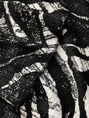 Black and White Mono Zebra Print Long Sleeves Ruched Mini Dress - Image 7 of 7