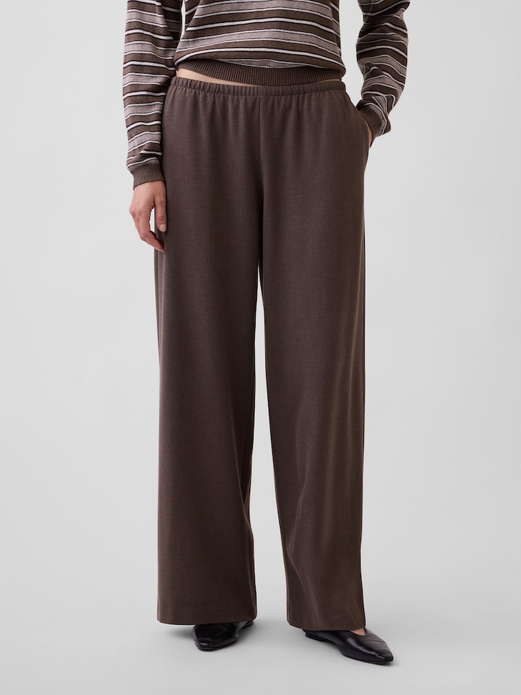 Gap Brown Brushed Twill Easy Wide-Leg Trousers - Image 1 of 5